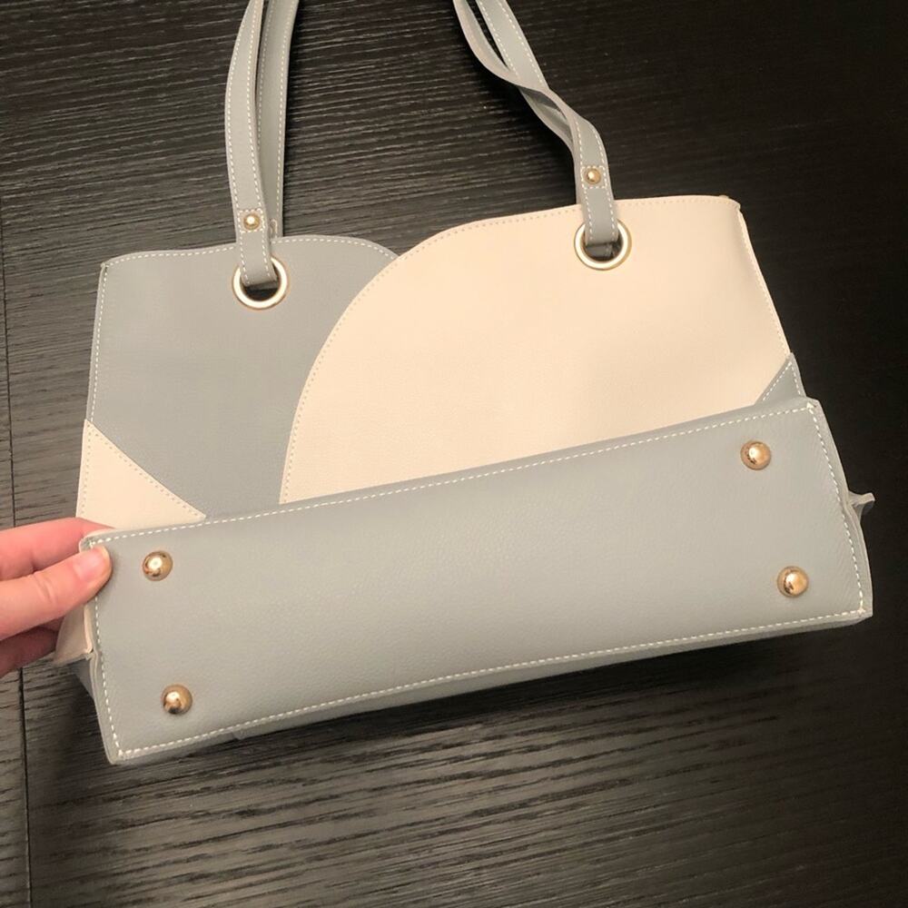 Mellow World Itzel Bag - Beautiful Dusty Blue Gray & Cream Two Tone Color Block - Picture 6 of 10
